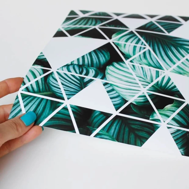 Photo poster 30x40 cm - Graphic design. Geometric shapes in shades of green and white.
