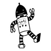 Wall sticker robot 2528 - Graphic design. Robot with a big head, striped arms and legs, and a smile.