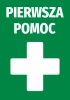 First Aid Sticker - Graphic design with a green background, white cross, and large text saying FIRST AID.
