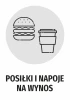 Takeout Meals and Drinks Sticker - Graphic design featuring a hamburger and a drink cup.