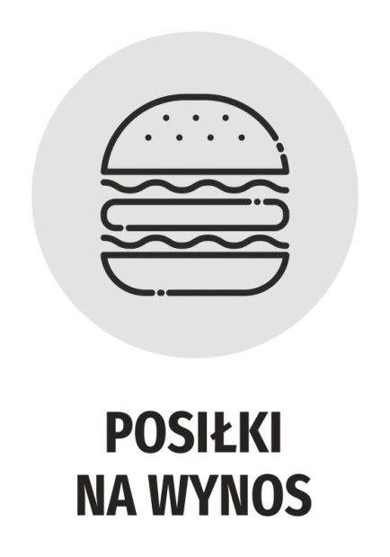 Takeaway Meals Sticker - Graphic design featuring a hamburger in a circle with text below.