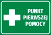 First Aid Point Sticker N519 - Graphic design. Green background with a white cross and text.
