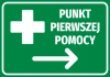 First Aid Point Sticker N521 - Graphic design with a green background, white cross, and directional text.