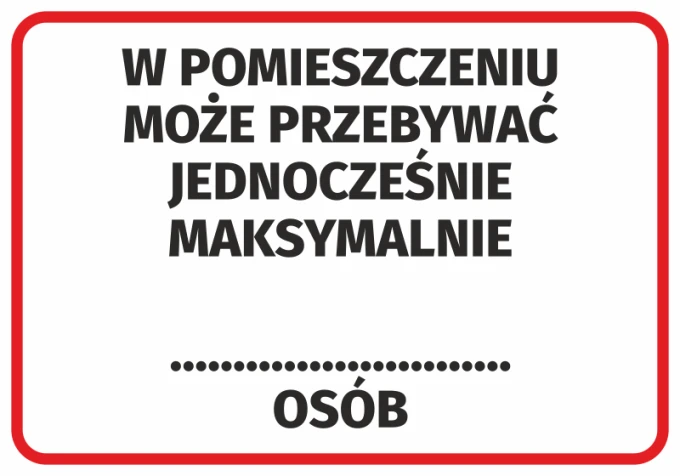 Sticker: Maximum ... people allowed in the room - Graphic design. Text in large, bold font.