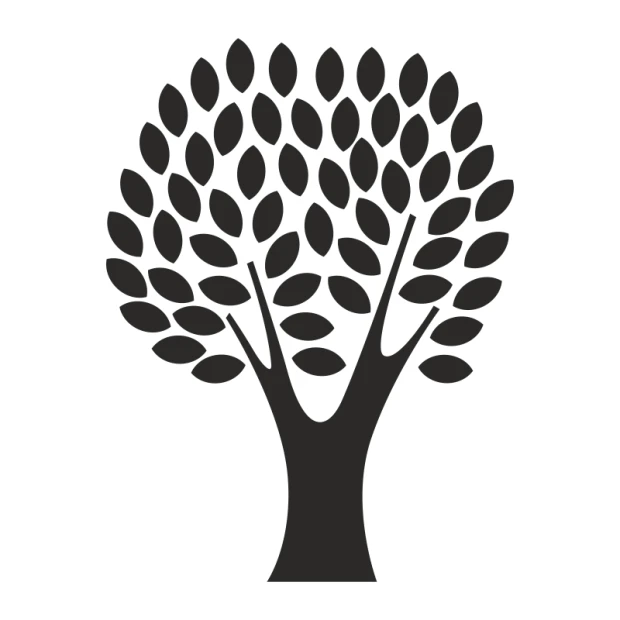 Tree painting stencil 2535 - Graphic design. Tree shape with abundant leaves and symmetrical branches.