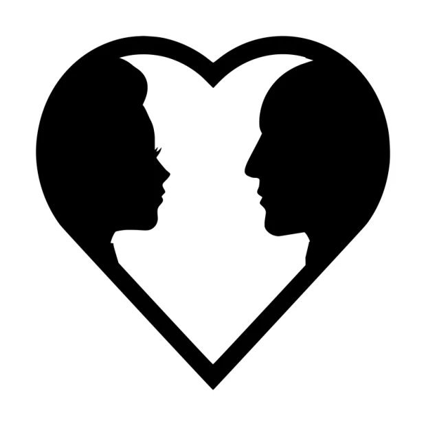 Heart painting template 2523 - Graphic design featuring two stylized hearts with notches and delicate lines.