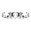 Wall template heart ornament 2524 - Graphic design featuring symmetrical hearts surrounded by spiral lines.