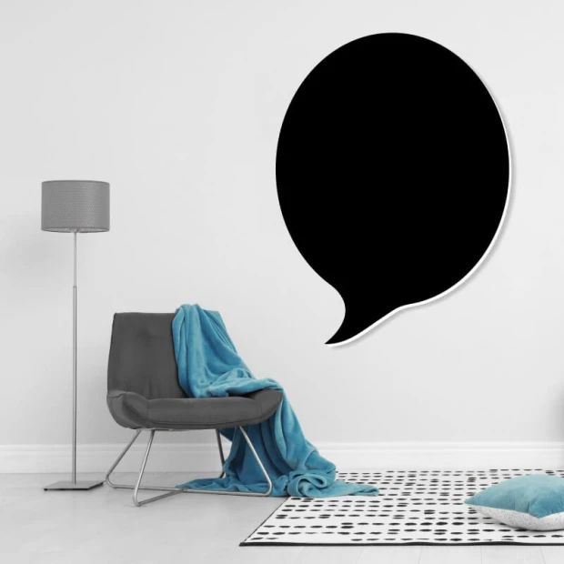 Chalkboard magnetic board 167 - Styled in a modern room with light walls and muted color furniture.