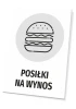 Takeaway Meals Sign - Graphic Design. Round shape with a hamburger icon and bold text.