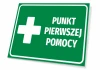 First Aid Point Sign T519 - Rectangular sign with a green background, white cross, and text.