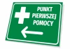 First Aid Point Sign T520 - Rectangular sign with green background, white cross, and text.