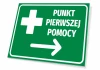 First Aid Point Sign T521 - Green sign with white cross and directional text.