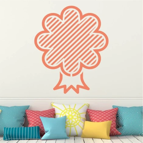 Abstract tree decorative sticker 2536 - Room arrangement with light walls and colorful pillows.