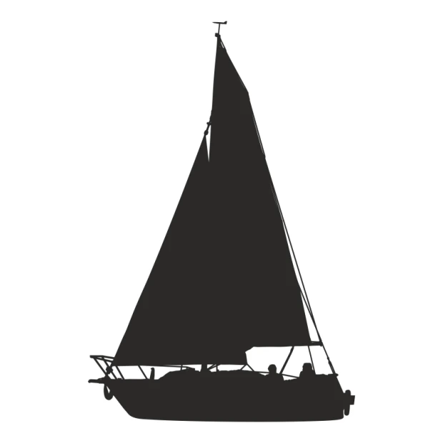 Decorative sticker yacht 2539 - Graphic design featuring a silhouette of a yacht with a large sail.