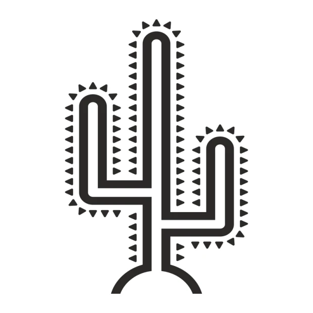 Decorative cactus sticker 2538 - Graphic design featuring a cactus shape with clear outlines and triangular details.