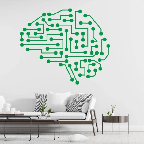 Abstract brain decorative sticker 2550 - Living room setup with light walls and modern furniture in shades.
