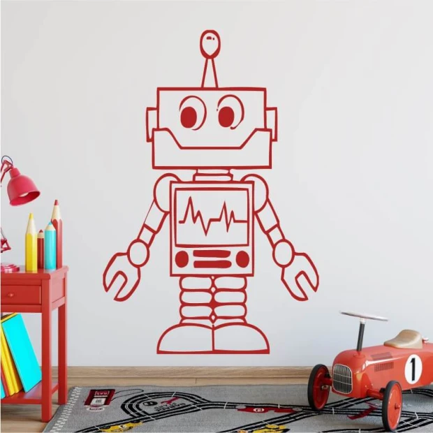Decorative robot sticker 2527 - Ideal for a child\'s room with light-colored walls and simple furniture.