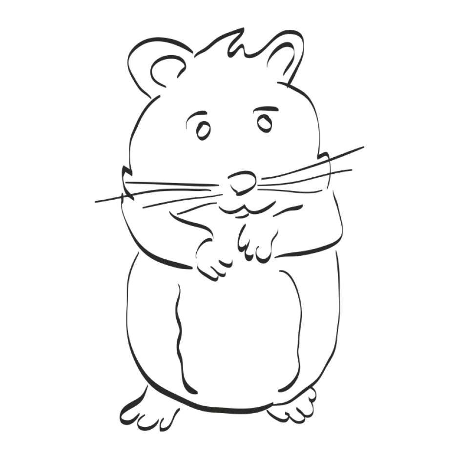 Hamster wall sticker for kids 2547 - Graphic design featuring a hamster with big eyes, round body, and prominent whiskers.