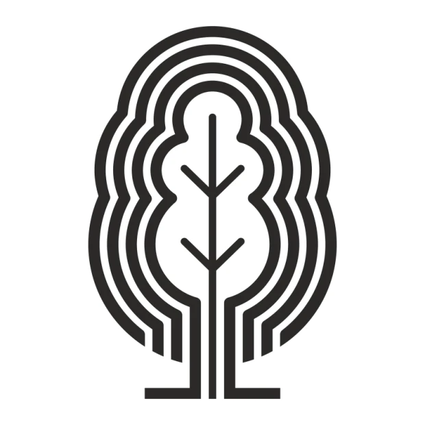 Abstract tree wall sticker 2537 - Graphic design featuring a stylized tree with wavy lines.