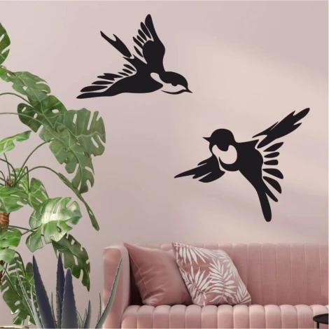 Swallow wall sticker 2542 - Living room decor with light walls and muted furniture colors.
