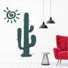Cactus wall sticker 2551 - Living room decor with light walls, red armchair, and black lamps.