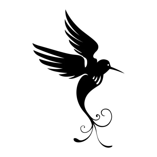 Hummingbird wall sticker 2541 - Graphic design featuring a stylized hummingbird with a curved body and long beak.