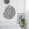 Oriental pattern sticker 2530 - Bedroom decor with light walls, minimalist furniture, and a potted plant.