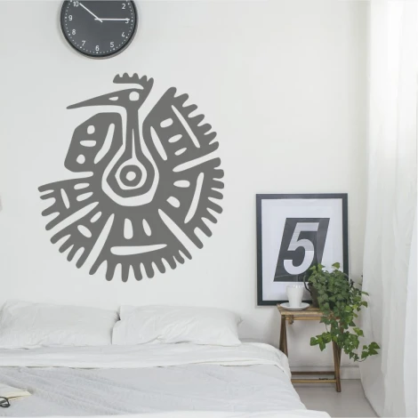 Oriental pattern sticker 2530 - Bedroom decor with light walls, minimalist furniture, and a potted plant.