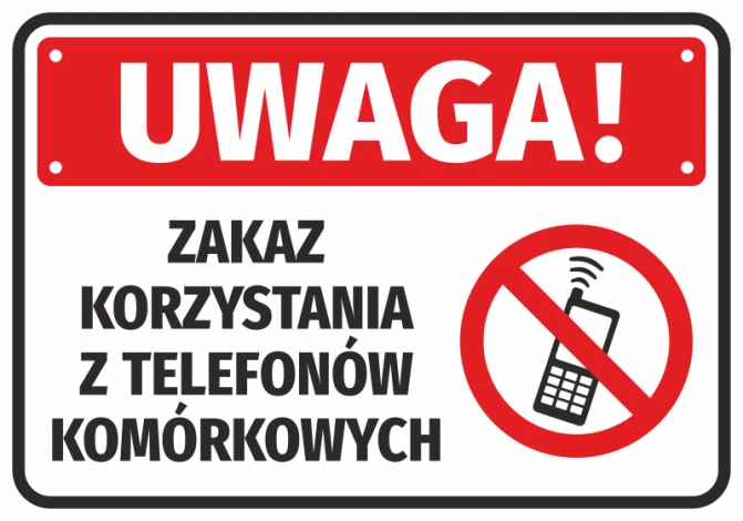 No Mobile Phone Use Sticker N529 - Graphic design. Red rectangle with white text and symbol.