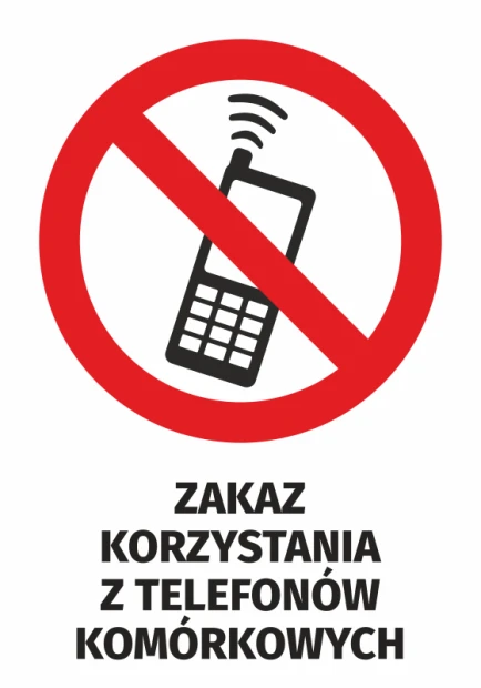No Mobile Phones Allowed Sticker N530 - Graphic Design. Red circle with a crossed-out phone silhouette.