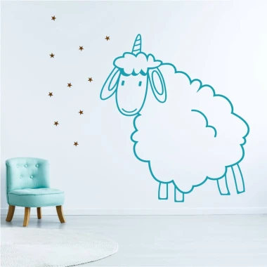 Children\'s sheep painting template 2546 - Decorated in a bright room with pastel furniture.