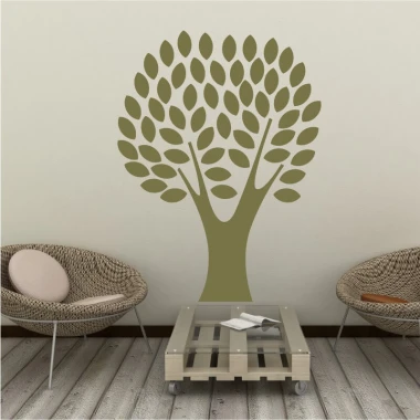 Tree painting template 2535 - Living room setup with light walls, wooden floor, and modern furniture.