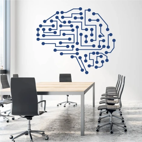 Abstract brain painting template 2550 - Office arrangement with light walls and minimalist furniture.