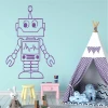 Robot painting template 2527 - Decor for a children\'s room. Light-colored walls, tent with gray and white stars.