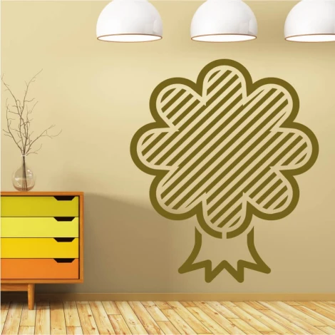 Abstract tree painting template 2536 - Living room arrangement with light walls and yellow-toned furniture.