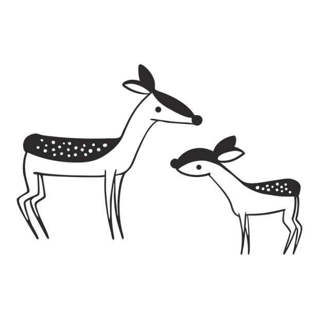 Children\'s deer painting template 2548 - Graphic design featuring two simple-shaped deer with clear outlines.
