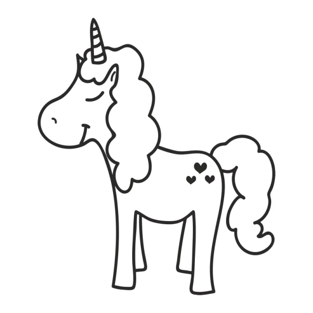 Unicorn wall template for kids 2545 - Graphic design featuring a unicorn with a flowing mane and three colors.