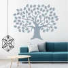 Tree wall template 2533 - Living room arrangement. Light-colored walls, blue furniture.