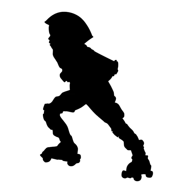 Wall template of a child on roller skates 2543 - Graphic design. Silhouette of a child in a dynamic skating pose.