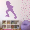 Wall template for kids with roller skates 2543 - Brightly colored room decor featuring circular elements.