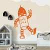 Robot wall template 2528 - Decor for a child\'s room. Light-colored walls, minimalist style furniture.