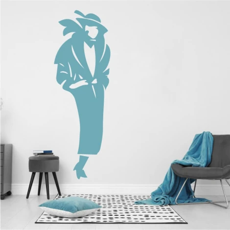Female silhouette wall template 2531 - Modern living room decor with light-colored walls and minimalist furniture.
