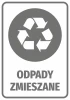 Sticker for waste bin Mixed Waste - Graphic design featuring recycling symbol with the text MIXED WASTE.