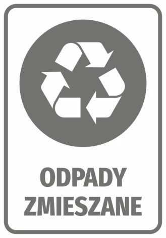 Sticker for waste bin Mixed Waste - Graphic design featuring recycling symbol with the text MIXED WASTE.