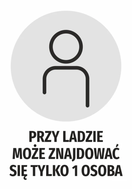 Sticker: Only 1 person allowed at the counter - Graphic design featuring a person icon on a gray background.