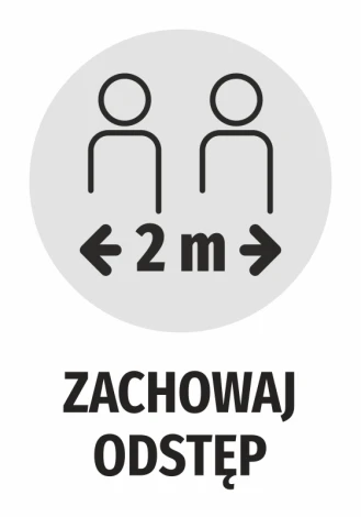 2m Social Distancing Sticker N531 - Graphic design featuring two human silhouettes with 2m distance markers and arrows.