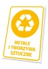 Recycling sign for bins - Graphic design. Yellow recycling icon on a white background.
