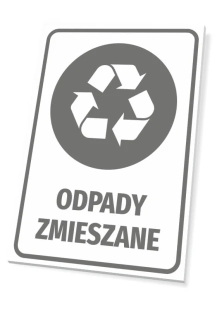 Mixed Waste Bin Sign - Graphic design featuring a recycling symbol made of arrows.