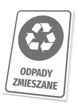 Mixed Waste Bin Sign - Graphic design featuring a recycling symbol made of arrows.