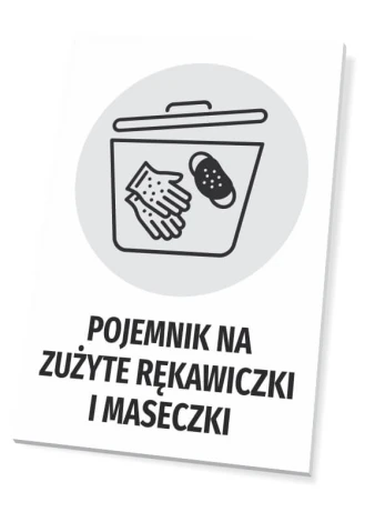 Container for used gloves and masks - Graphic design featuring a container with gloves.